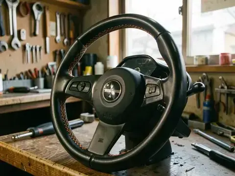 ステアリングのステッチディテール